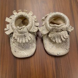 Freshly Picked gold snake skin mocs